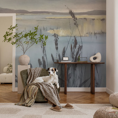 3D fotobehang met een afbeelding van een kalm meer