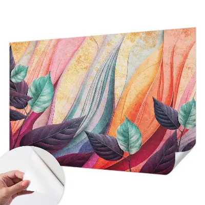 Fotobehang tienerkamer met abstracte bladeren