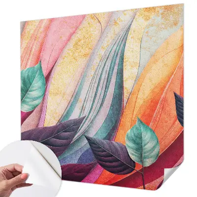 Fotobehang tienerkamer met abstracte bladeren