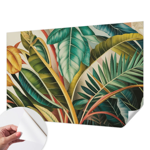Fotobehang zelfklevend met exotische bladeren als patroon