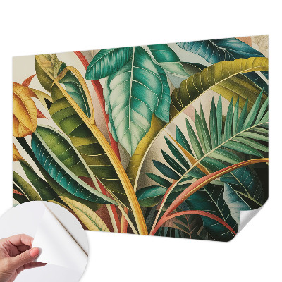 Fotobehang zelfklevend met exotische bladeren als patroon