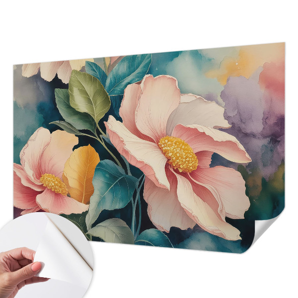 Zelfklevende behangsticker met een bloemmotief in een elegante uitvoering