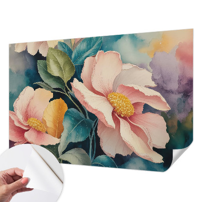 Zelfklevende behangsticker met een bloemmotief in een elegante uitvoering