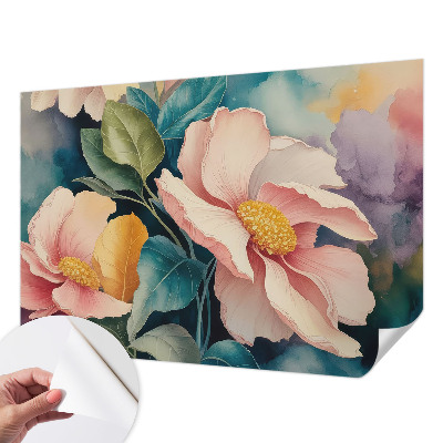 Zelfklevende behangsticker met een bloemmotief in een elegante uitvoering
