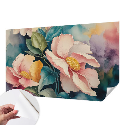 Zelfklevende behangsticker met een bloemmotief in een elegante uitvoering