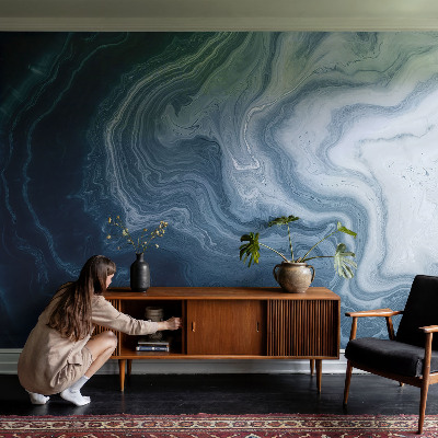 Fotobehang zelfklevend met blauwe golfmotieven