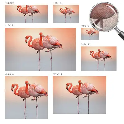 Zelfklevend fotobehang op maat met een delicaat patroon van flamingo's