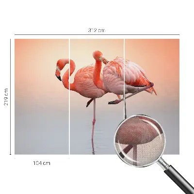 Zelfklevend fotobehang op maat met een delicaat patroon van flamingo's