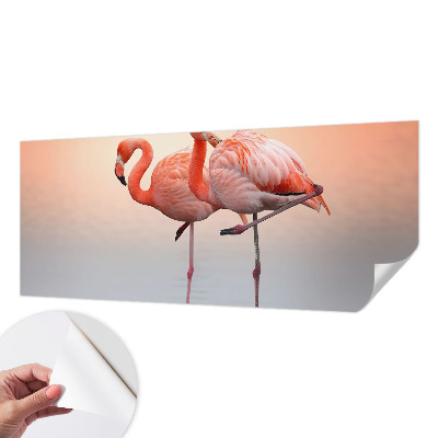 Zelfklevend fotobehang op maat Delicate flamingo's