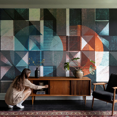 Zelfklevend fotobehang op maat met abstracte vormen