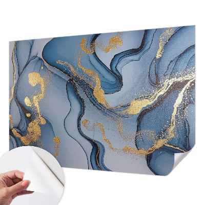 Fotobehang zelfklevend met blauwe golven als dessin