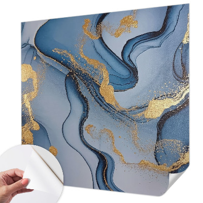 Fotobehang zelfklevend met blauwe golven als dessin