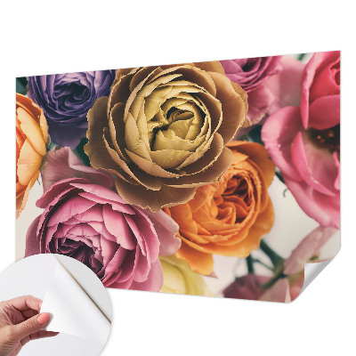 Fotobehang babykamer met kleurrijke rozen