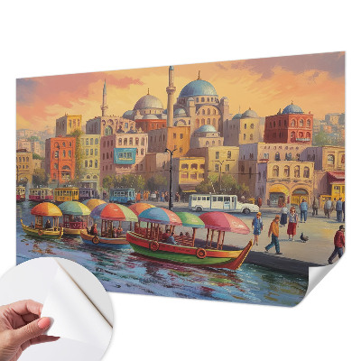 Fotobehang kinderkamer met een stedelijke kustscène