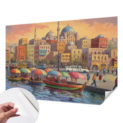 Fotobehang kinderkamer met een stedelijke kustscène