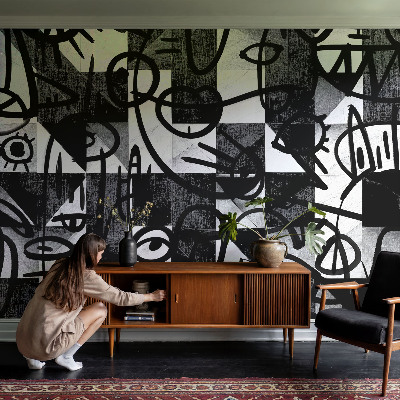 Fotobehang voor kinderkamer met een ontwerp van chaotische tekeningen