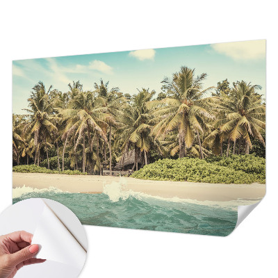 Zelfklevende behangsticker met een tropisch strandmotief
