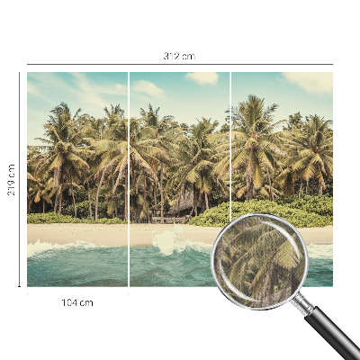 Zelfklevende behangsticker met een tropisch strandmotief