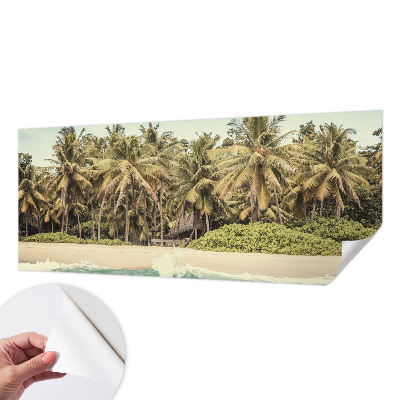 Zelfklevende behangsticker met een tropisch strandmotief