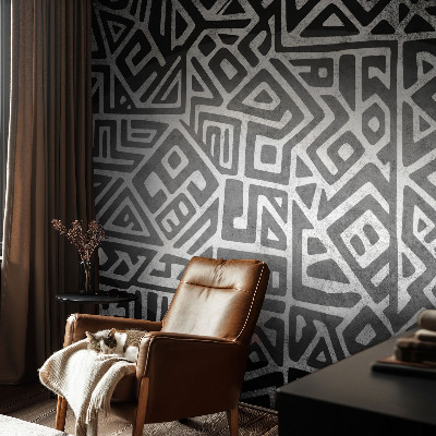 Fotobehang babykamer met een geometrisch doolhofpatroon