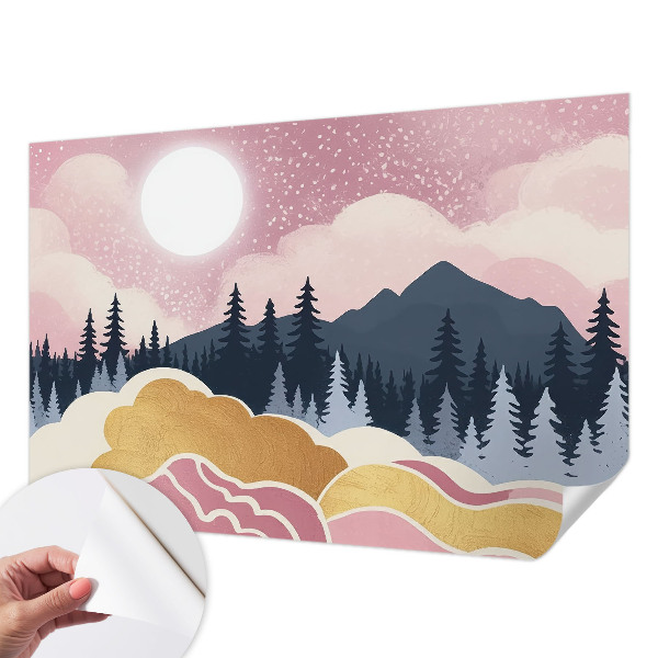Fotobehang zelfklevend met roze zonsondergang als motief