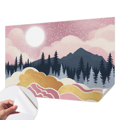 Fotobehang zelfklevend met roze zonsondergang als motief