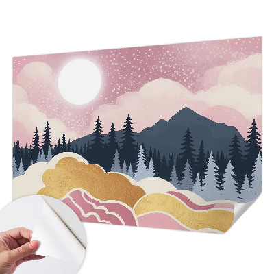 Fotobehang zelfklevend met roze zonsondergang als motief