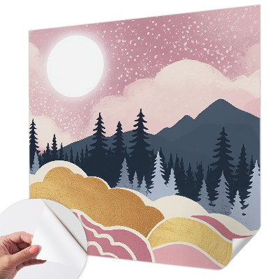 Fotobehang zelfklevend met roze zonsondergang als motief