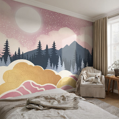 Fotobehang zelfklevend met roze zonsondergang als motief