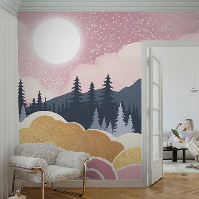Fotobehang zelfklevend met roze zonsondergang als motief
