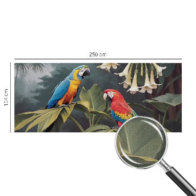 Fotobehang voor de kinderkamer met kleurrijke papegaaien