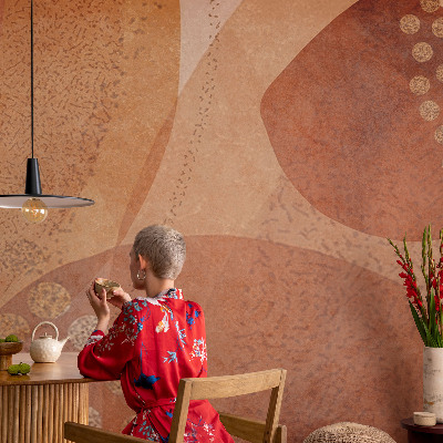 Fotobehang voor de kinderkamer met aardse composities als patroon