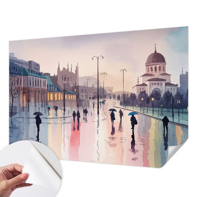 Fotobehang zelfklevend Een regenachtige wandeling