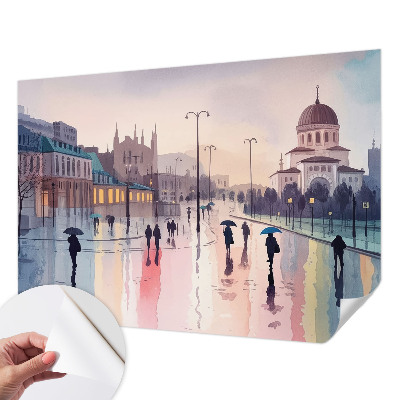 Fotobehang zelfklevend Een regenachtige wandeling