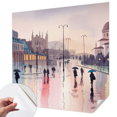 Fotobehang zelfklevend Een regenachtige wandeling