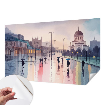 Fotobehang zelfklevend Een regenachtige wandeling
