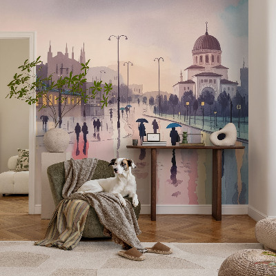 Fotobehang zelfklevend Een regenachtige wandeling