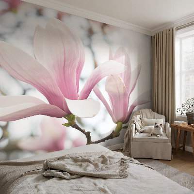 Zelfklevend fotobehang op maat Magnolia bloemen