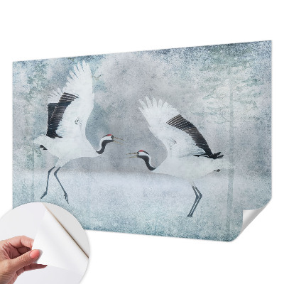 Fotobehang kinderkamer met een afbeelding van harmonieuze kraanvogels