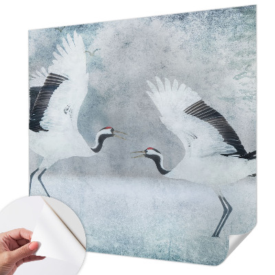Fotobehang kinderkamer met een afbeelding van harmonieuze kraanvogels