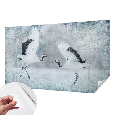 Fotobehang kinderkamer met een afbeelding van harmonieuze kraanvogels