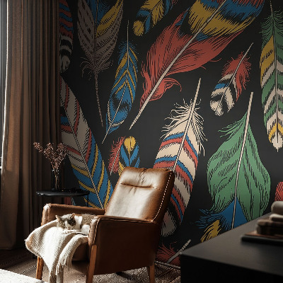 Zelfklevend fotobehang op maat Kleurrijke veren