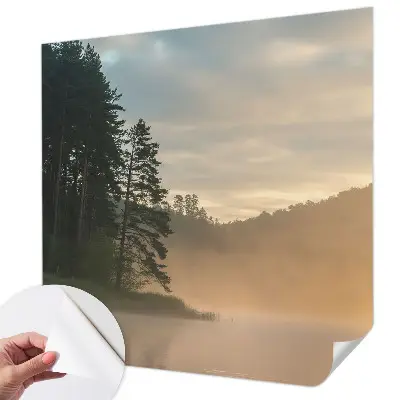 3D fotobehang met een mistige ochtendscène