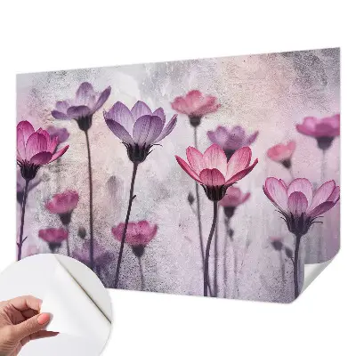 Fotobehang voor kinderkamer met pastelkleurige bloemen
