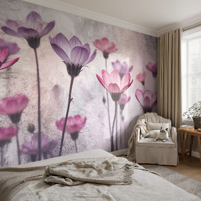 Fotobehang voor kinderkamer Pastelkleurige bloemen