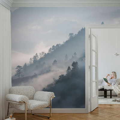 Fotobehang voor de kinderkamer met een mistig landschap als decor
