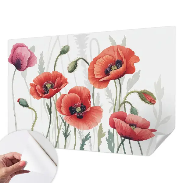 Zelfklevend fotobehang met rode klaprozen
