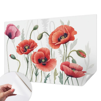 Zelfklevend fotobehang met rode klaprozen