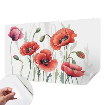 Zelfklevend fotobehang met rode klaprozen