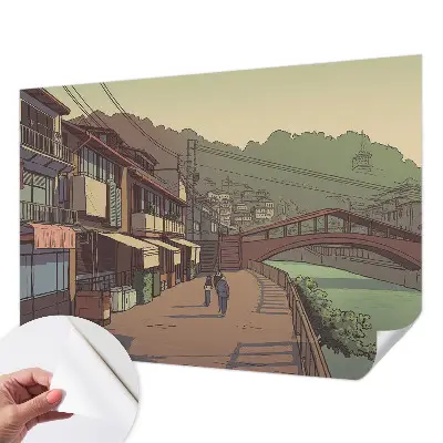 Fotobehang kinderkamer met een pastelachtig landschap